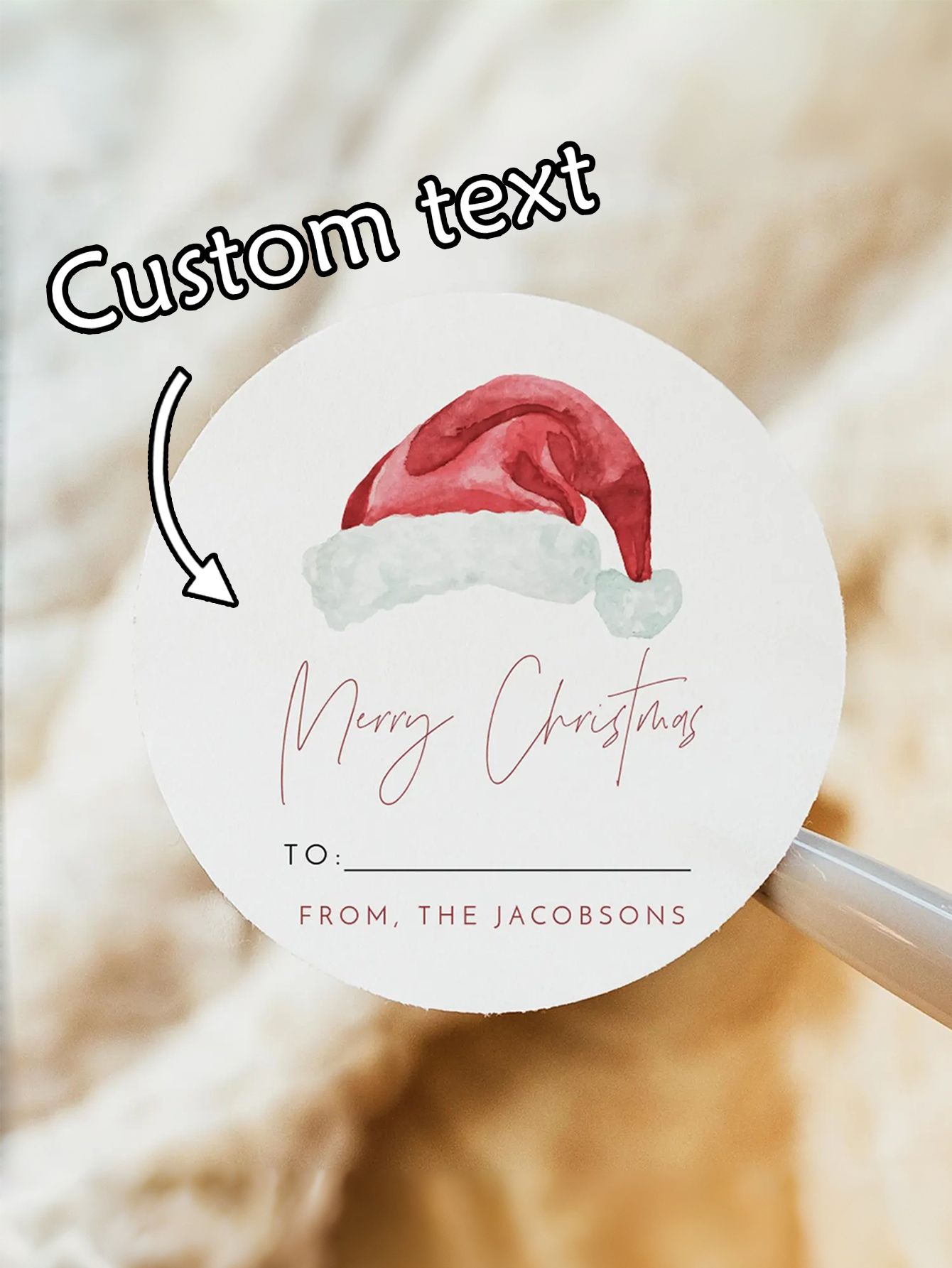 Custom Christmas Hat Label Stickers
